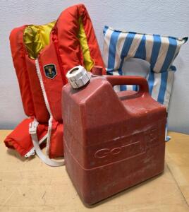 Gott 5-Gallon Gas Can, America's Cup Life Vest Adult Size, Type IV Flotation Cushion