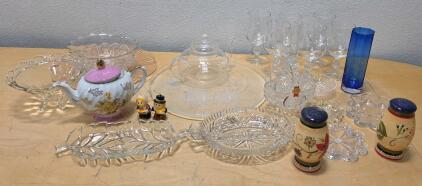 Vintage Porcelain Teapot, Assorted Glassware and Ceramic Tableware