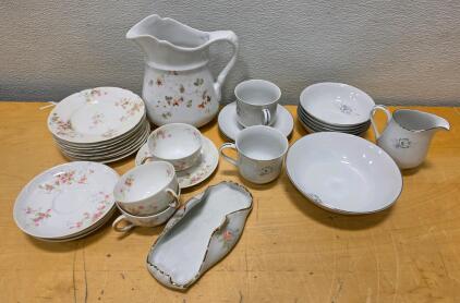 Vintage Th&eacute;odore Haviland & Sango China Dinnerware Set &ndash; Mixed Floral Patterns