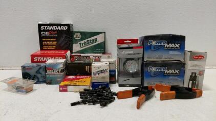 Automotive Parts & Accessories Lot: NAPA, Standard, PowerMax, Delphi, Equus, Clevite, BrakeBest