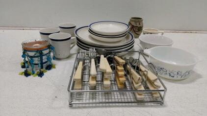 Vintage CorningWare Cornflower Blue Set with Plates, Mugs, Flatware, Tealight Holder, 30+ Pieces