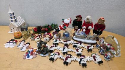 Large Mixed Holiday Decor Lot &ndash; Caroler Figurines, Ceramic Church, Santa, Ornaments & More