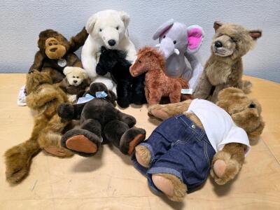 Assorted Lot of Plush Stuffed Animals &ndash; Bears, Horses, Gorilla, Dog, Elephant & More