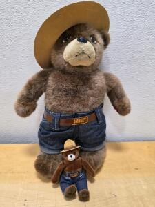 Large & Small Smokey Bear Plush Set with Hat, Jeans, and Belt &ndash; Iconic Collectible Duo
