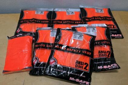 Majestic ANSI Class 2 Hi-Vis Safety Vests 4XL, Model 75-3244, Orange, 7 Pack, Polyester Mesh