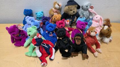 Ty Beanie Babies Piece Collector Lot &ndash; Bears, Monkey, Horse, Outfits, 1990s Plush Mix