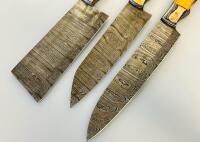 5-Piece Custom Damascus Steel Kitchen Knife Set &ndash; Full Tang, Mosaic Pins, Bright Wood Handles - 4