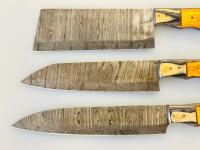 5-Piece Custom Damascus Steel Kitchen Knife Set &ndash; Full Tang, Mosaic Pins, Bright Wood Handles - 6