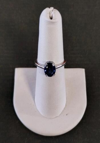 1.70 Carat Oval Tanzanite Ring In 2.3G silver, Four-Prong Solitaire Setting, Size 6, Serial K12E2
