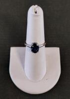 1.70 Carat Oval Tanzanite Ring In 2.3G silver, Four-Prong Solitaire Setting, Size 6, Serial K12E2