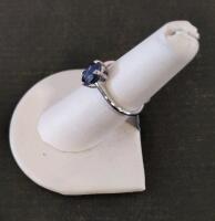 1.70 Carat Oval Tanzanite Ring In 2.3G silver, Four-Prong Solitaire Setting, Size 6, Serial K12E2 - 2