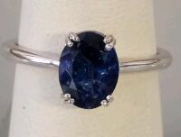 1.70 Carat Oval Tanzanite Ring In 2.3G silver, Four-Prong Solitaire Setting, Size 6, Serial K12E2 - 5