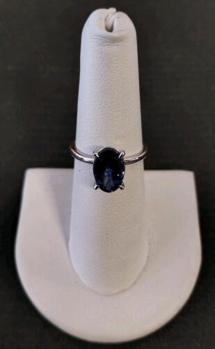 Solitaire Ring With 1.88Oval Blue Tanzanite In 2.3G Silver, Size 6.5, Serial K12E3
