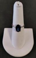 Solitaire Ring With 1.88Oval Blue Tanzanite In 2.3G Silver, Size 6.5, Serial K12E3