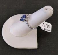 Solitaire Ring With 1.88Oval Blue Tanzanite In 2.3G Silver, Size 6.5, Serial K12E3 - 2