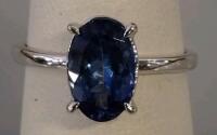 Solitaire Ring With 1.88Oval Blue Tanzanite In 2.3G Silver, Size 6.5, Serial K12E3 - 4