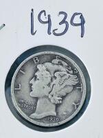 1936 & 1939 Mercury Dimes, 90% Silver, Philadelphia Mint, Circulated, By Adolph Weinman - 2