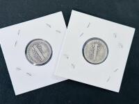 1936 & 1939 Mercury Dimes, 90% Silver, Philadelphia Mint, Circulated, By Adolph Weinman - 4