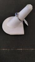 1.00Ct Oval Blue Sapphire Solitaire Ring, Size N/US 6.75, 1.7G Silver Half-Bezel Setting, Serial K12E2 - 2