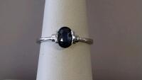 1.00Ct Oval Blue Sapphire Solitaire Ring, Size N/US 6.75, 1.7G Silver Half-Bezel Setting, Serial K12E2 - 4