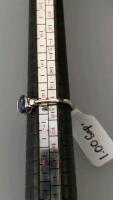 1.00Ct Oval Blue Sapphire Solitaire Ring, Size N/US 6.75, 1.7G Silver Half-Bezel Setting, Serial K12E2 - 5