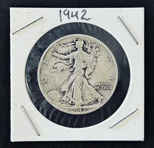 1942 Walking Liberty Half Dollar, 90% Silver, Circulated U.S. Coin, Classic Design