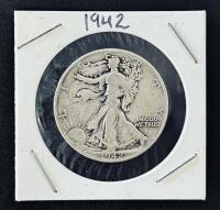 1942 Walking Liberty Half Dollar, 90% Silver, Circulated U.S. Coin, Classic Design