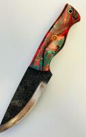 Custom Fixed-Blade Knife Set With Matching Keychain Knife And Leather Sheaths - 3