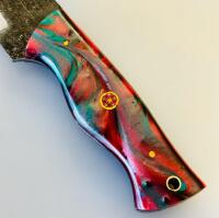 Custom Fixed-Blade Knife Set With Matching Keychain Knife And Leather Sheaths - 5