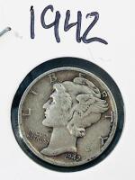 1942 & 1944 Mercury Dimes &ndash; 90% Silver, Circulated Condition - 2