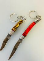 Custom Handmade Damascus Steel Knife Set &ndash; Fixed Blade Tanto With Sheath & 2 Folding Keychain Knives - 2