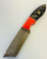 Custom Handmade Damascus Steel Knife Set &ndash; Fixed Blade Tanto With Sheath & 2 Folding Keychain Knives - 3