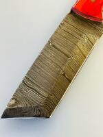 Custom Handmade Damascus Steel Knife Set &ndash; Fixed Blade Tanto With Sheath & 2 Folding Keychain Knives - 4