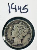 1945 Mercury Dime 90% Silver, Winged Liberty Head Set Of 2, Philadelphia Mint, US Coins - 2