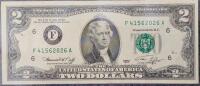 1976 U.S. Federal Reserve $2 Bill &ndash; Two Dollar Note, Used, Series F41562026A & F40391192A - 2