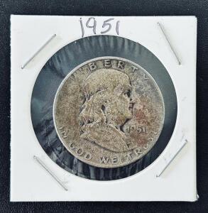 1951 Franklin Half Dollar U.S. Silver Coin