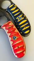 Custom Full Tang Skinner Knives &ndash; Mosaic Pins, Tooled Leather Sheaths, 3.5" Blade - 4