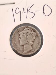 1945 Mercury Dimes &ndash; Denver (D) & San Francisco (S) &ndash; 90% Silver, Circulated, Final Year Issue