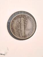 1945 Mercury Dimes &ndash; Denver (D) & San Francisco (S) &ndash; 90% Silver, Circulated, Final Year Issue - 4