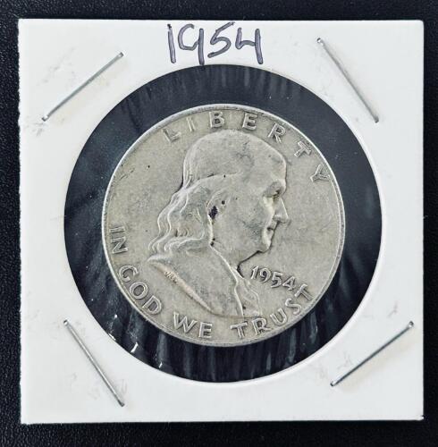 1954-D Franklin Half Dollar, 90% Silver, Denver Mint, Circulated, Authentic US Coin