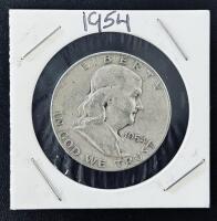 1954-D Franklin Half Dollar, 90% Silver, Denver Mint, Circulated, Authentic US Coin