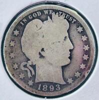 1893-O Barber Quarter Dollar, 90% Silver, G4, New Orleans Mint, 25&cent; U.S. Coin - 2