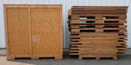 (9) Large Heavy-Duty Plywood Shipping Crates, Steel Brackets, Lot of 9 Total