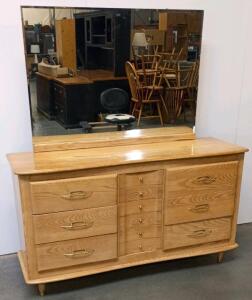 L.A. Period Furn 9-Drawer Dresser With Mirror, Model 774 SO 881 LG, Mid-Century Modern