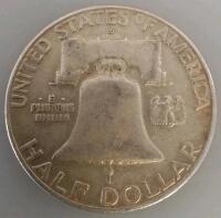 1959-D Franklin Half Dollar 90% Silver Coin, Benjamin Franklin, Liberty Bell, Circulated (Unverified) - 3