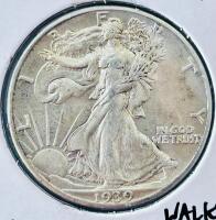 1939 Walking Liberty Half Dollar 90% Silver Coin, Philadelphia Mint, Circulated, 30.6mm, 13.89g - 2