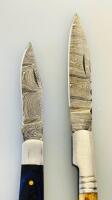 Custom Handmade Damascus Steel Fixed Blade Knife Set, Wood Handles, Leather Sheaths, Drop Point - 5