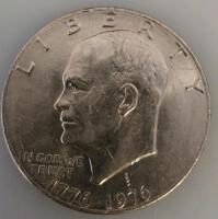 Pair Of 1776-1976 Eisenhower Bicentennial Dollar Coins, Block Letter Reverse, Cupronickel - 3