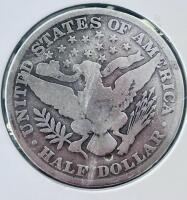 1909 Barber Half Dollar 90% Silver Coin, U.S. Liberty Head, Circulated, 50&cent;, 30.6mm - 3