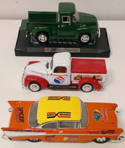 (3) 1956 Ford F-100 Pickup 1:24 Scale Die-Cast Model By Motormax And More